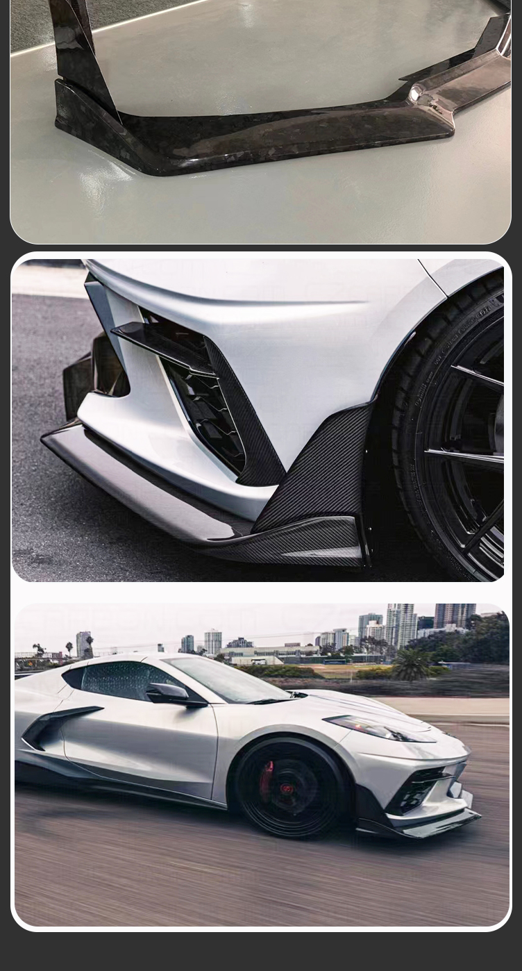 For CHEVROLET Corvette C8 Carbon Fiber ZTK Front Lip