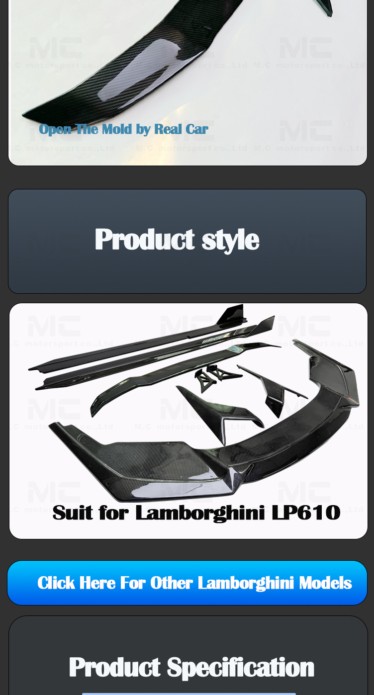 Lamborghini Huracan LP610 Carbon Fiber Body Kits