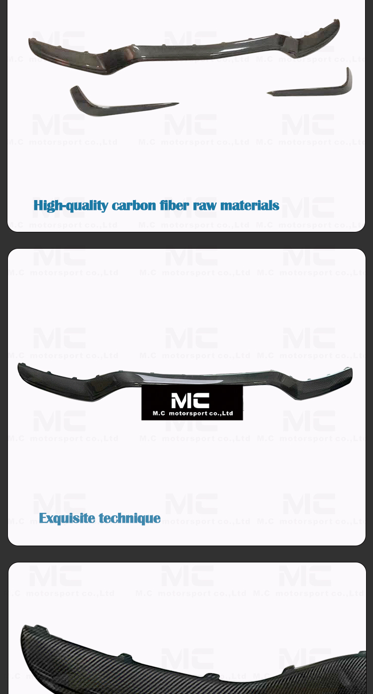 For Mercedes Benz C Class W205 Carbon Fiber OEM Middle Front Lip With Canards