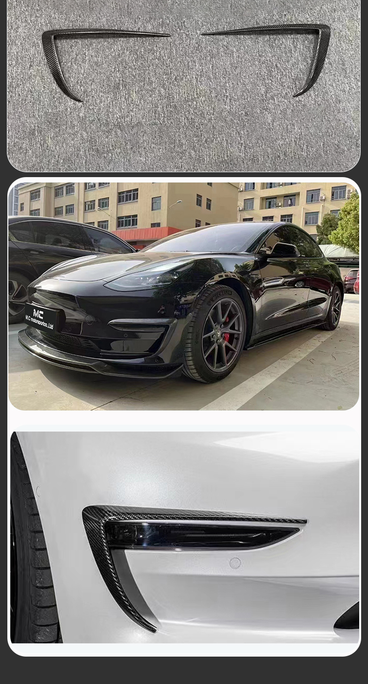 For Tesla ART Style Carbon Fiber Front Canards