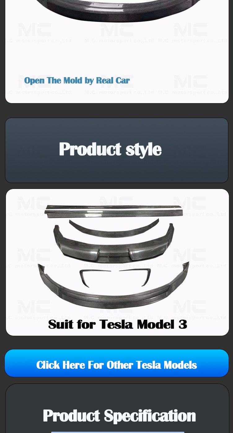 For Tesla ART Style Carbon Fiber Body Kits