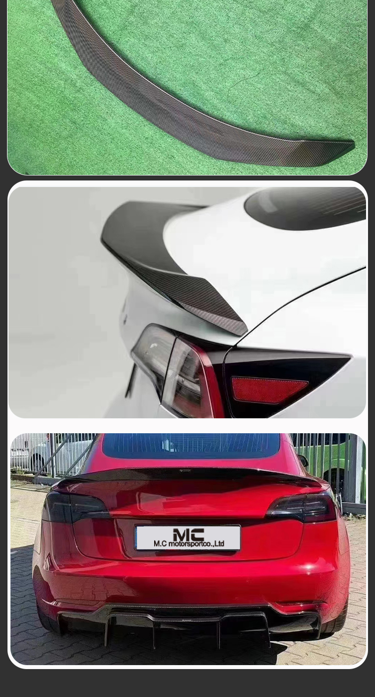 For Tesla V Style Carbon Fiber Rear Spoiler