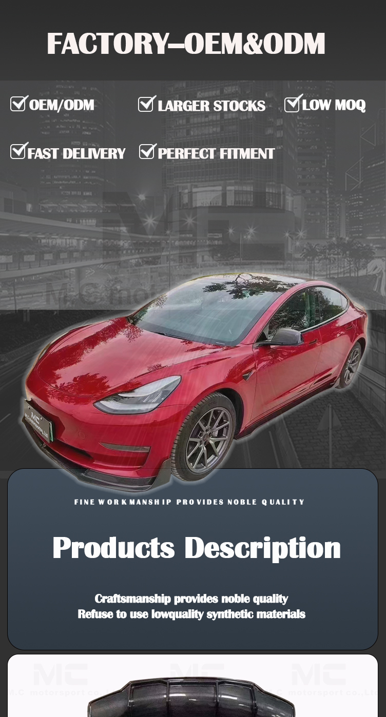 For Tesla Model 3 V Style Carbon Fiber Body Kits