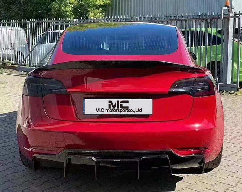 For Tesla Model 3 V Style Carbon Fiber Diffuser