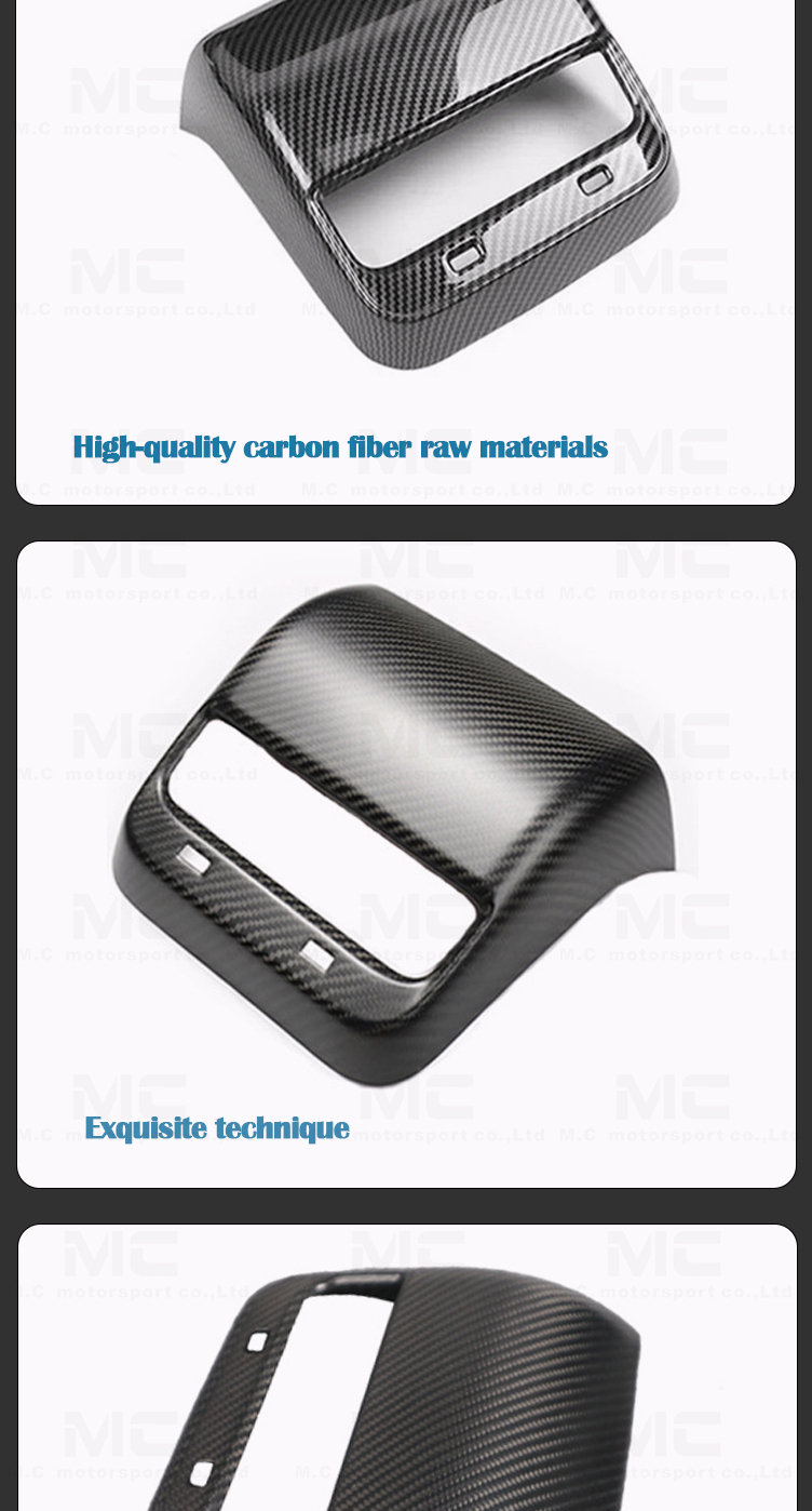 for TESLA Model 3 Model Y Matte Black Dry Carbon Rear Air Vent Outlet Trim Cover 2017+ Car Interior 