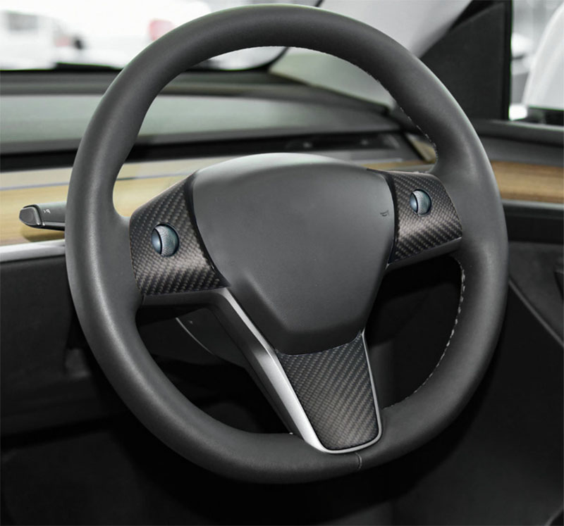 Steering Wheel Panel Cover For tesla model Y 3 2020 2022 Real Carbon Fiber Car Steering Wheel Access
