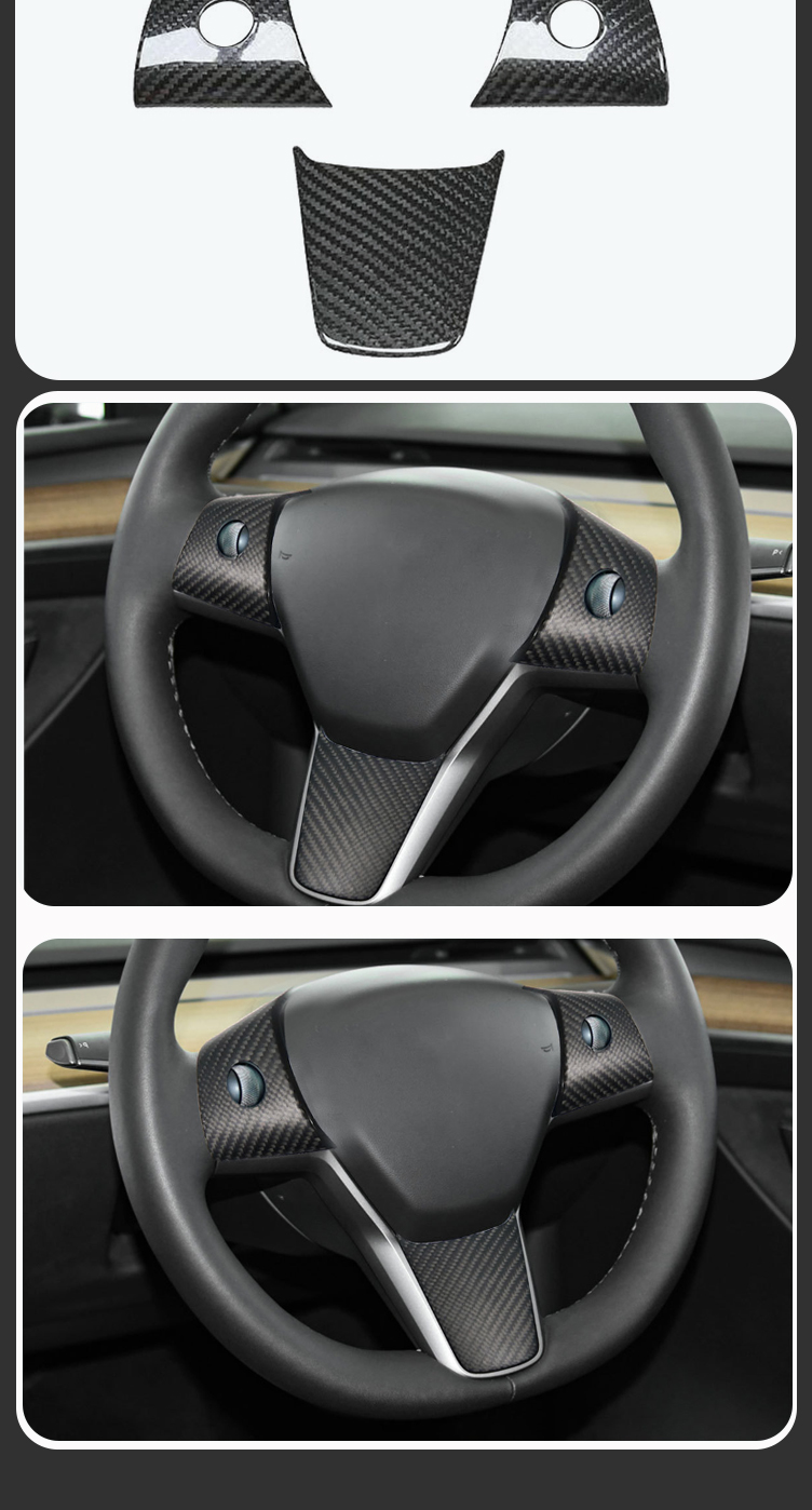 Steering Wheel Panel Cover For tesla model Y 3 2020 2022 Real Carbon Fiber Car Steering Wheel Access