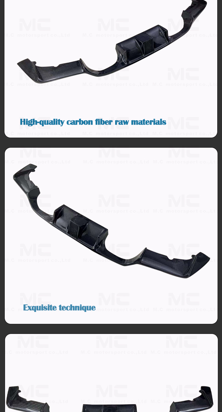 For BMW 4 Series M3 M4 F80 F82 KS Style Carbon Fiber Diffuser With Led Light