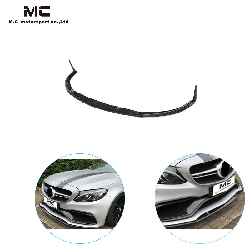 For Mercedes Benz C Class W205 C63 C63 Style Front Lip 3pcs