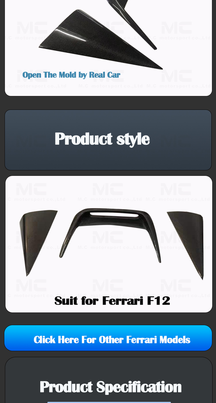 For Ferrari F12 DMC Carbon Fiber Bonnet Canards