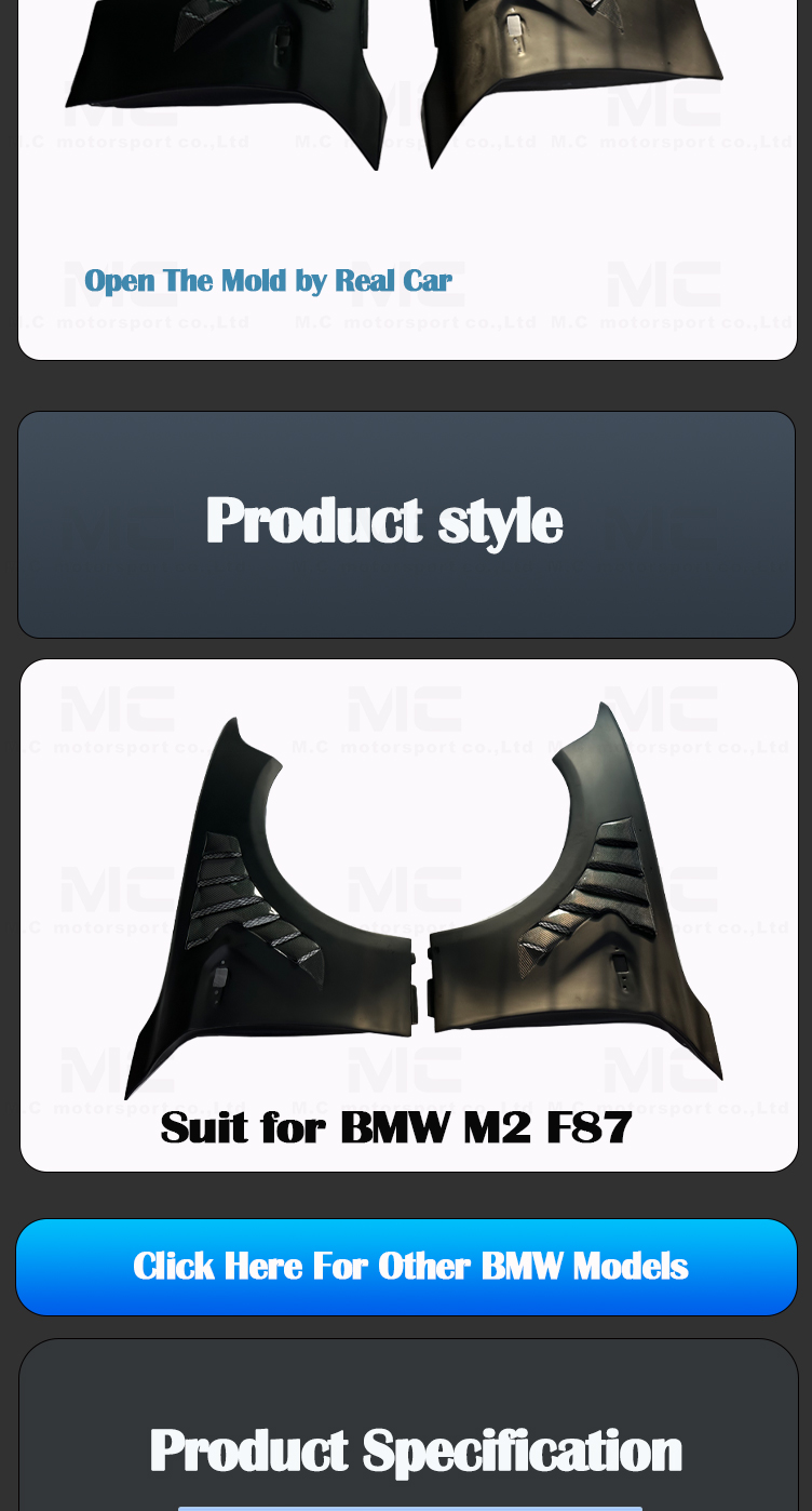 For BMW F87 M2 M2C Carbon Fiber Fender