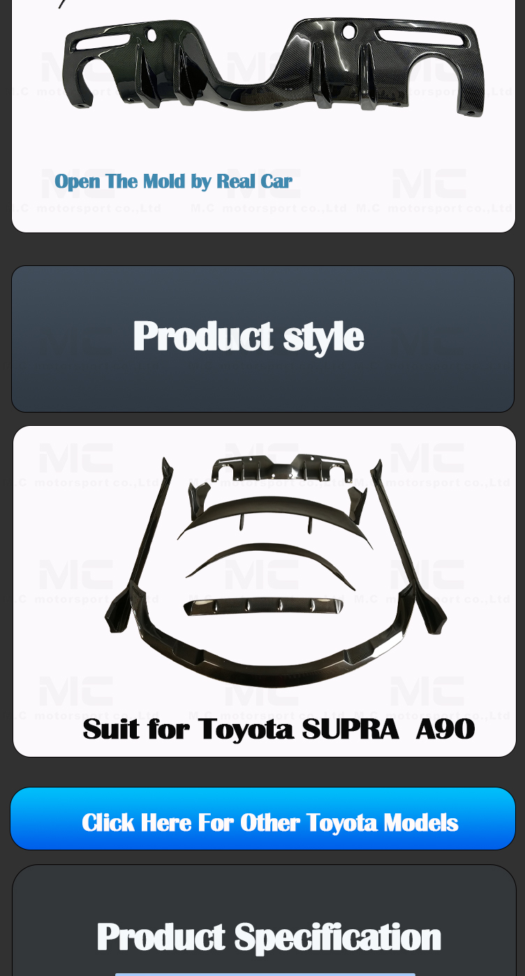 For Toyota Supra A90 A91 MK GR Carbon Fiber AG Carbon Fiber Body Kits