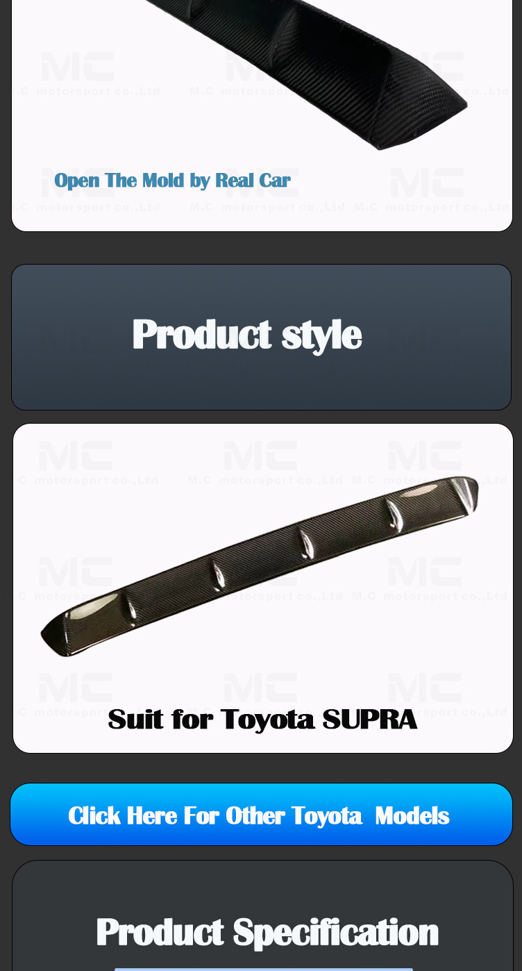 For Toyota Supra A90 A91 MK GR Carbon Fiber AG Style Roof Spoiler