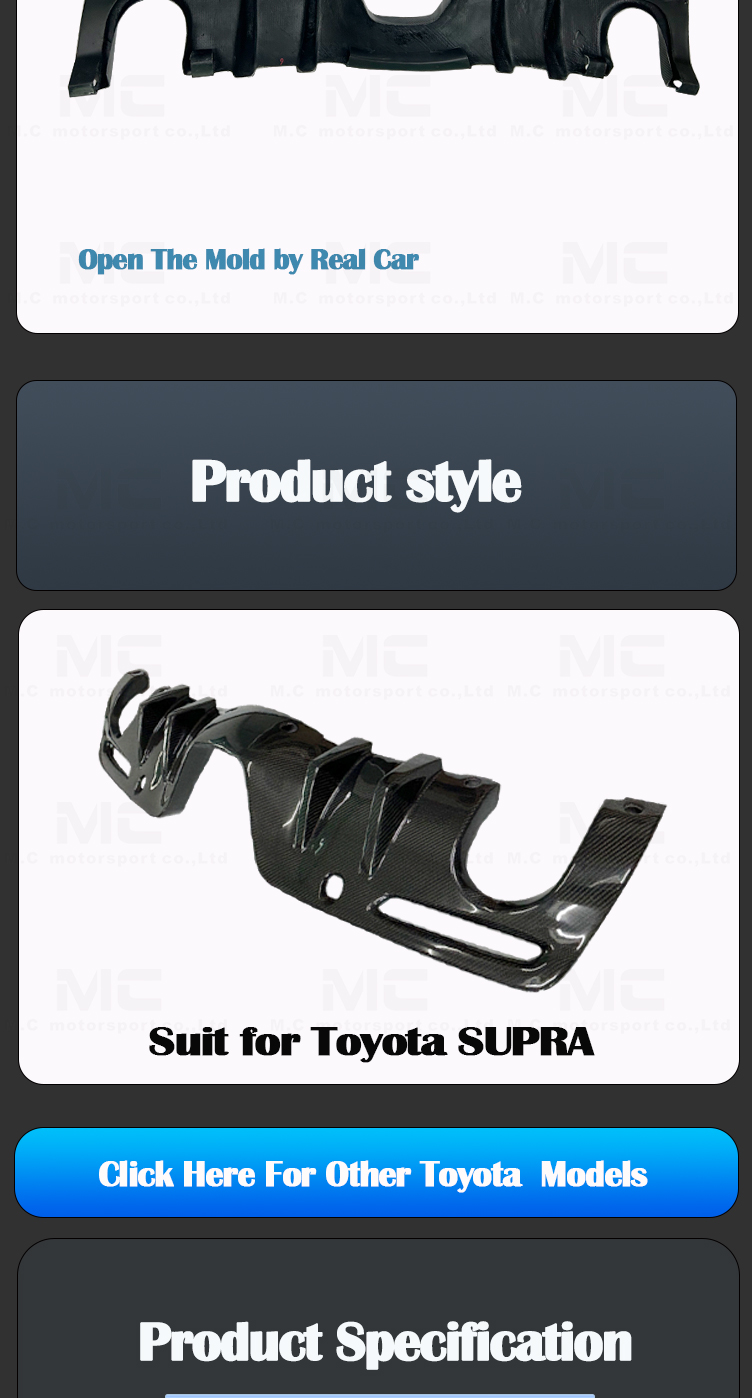 Toyota Supra A90 A91 MK AG Style Carbon Fiber Diffuser