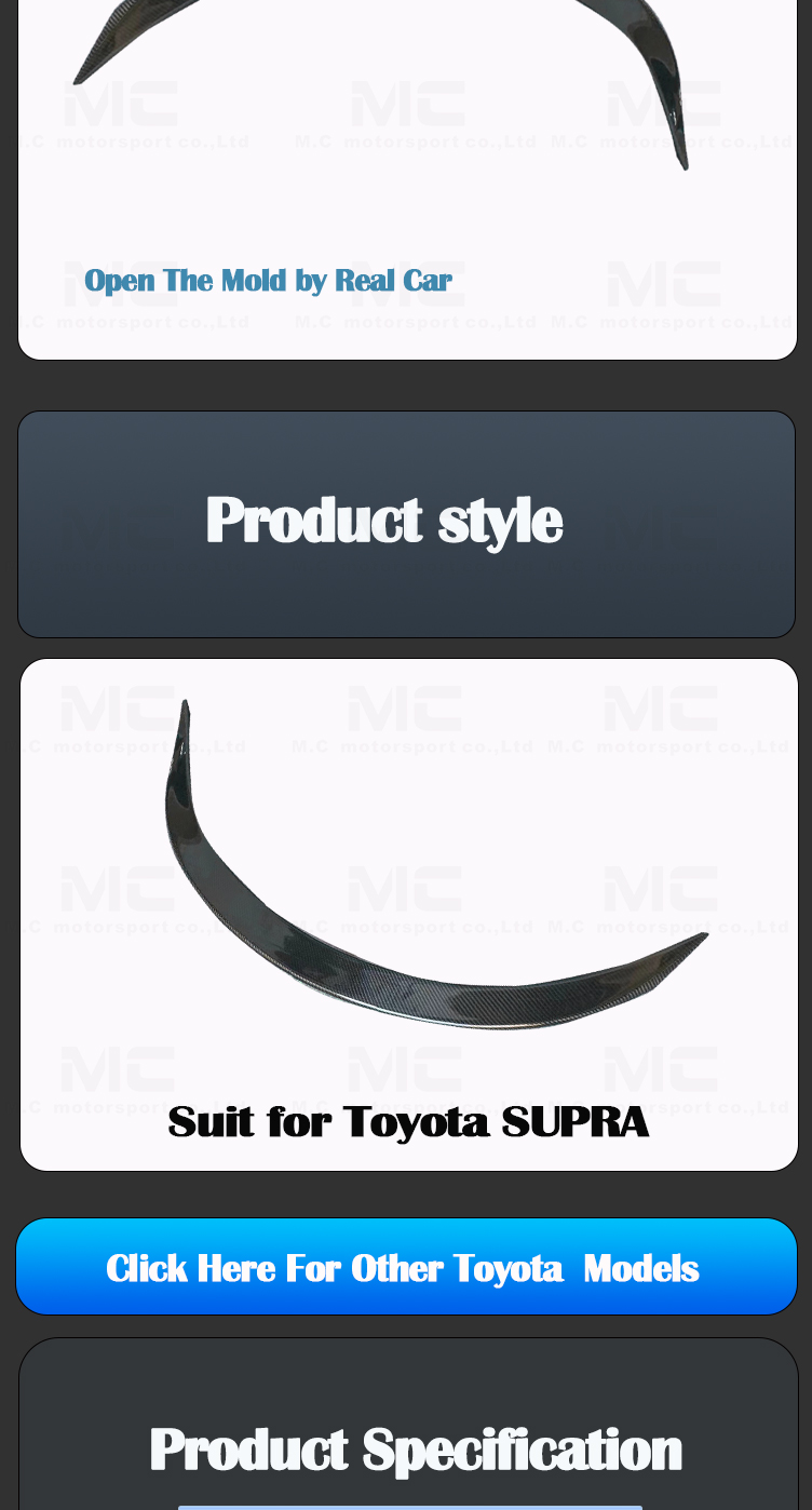 For Toyota Supra A90 A91 MK GR Carbon Fiber AG Style Rear Spoiler Duck Spoiler