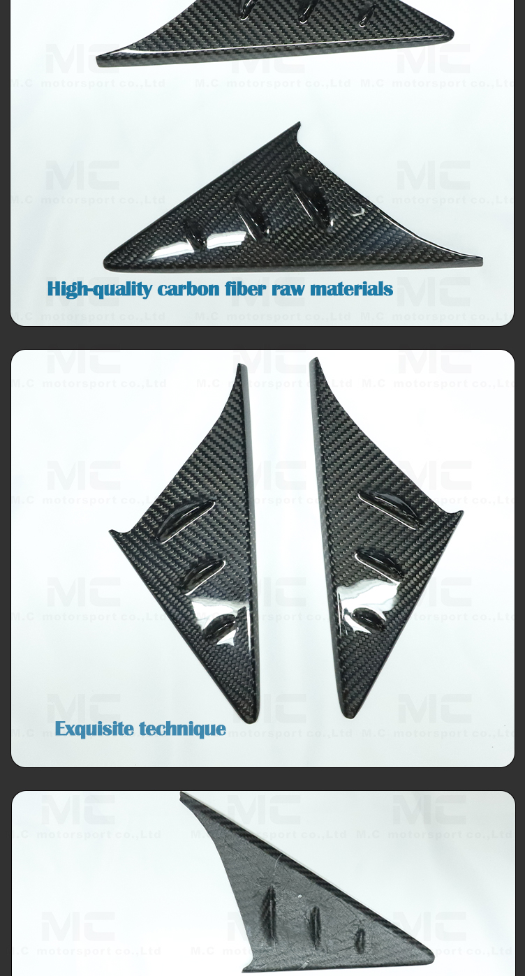 FOR TOYORA A90 SUPRA 2020-UP DRY CARBON SIDE MIRROR TRIANGLE TRIMS WIND DEFLECTOR SET 