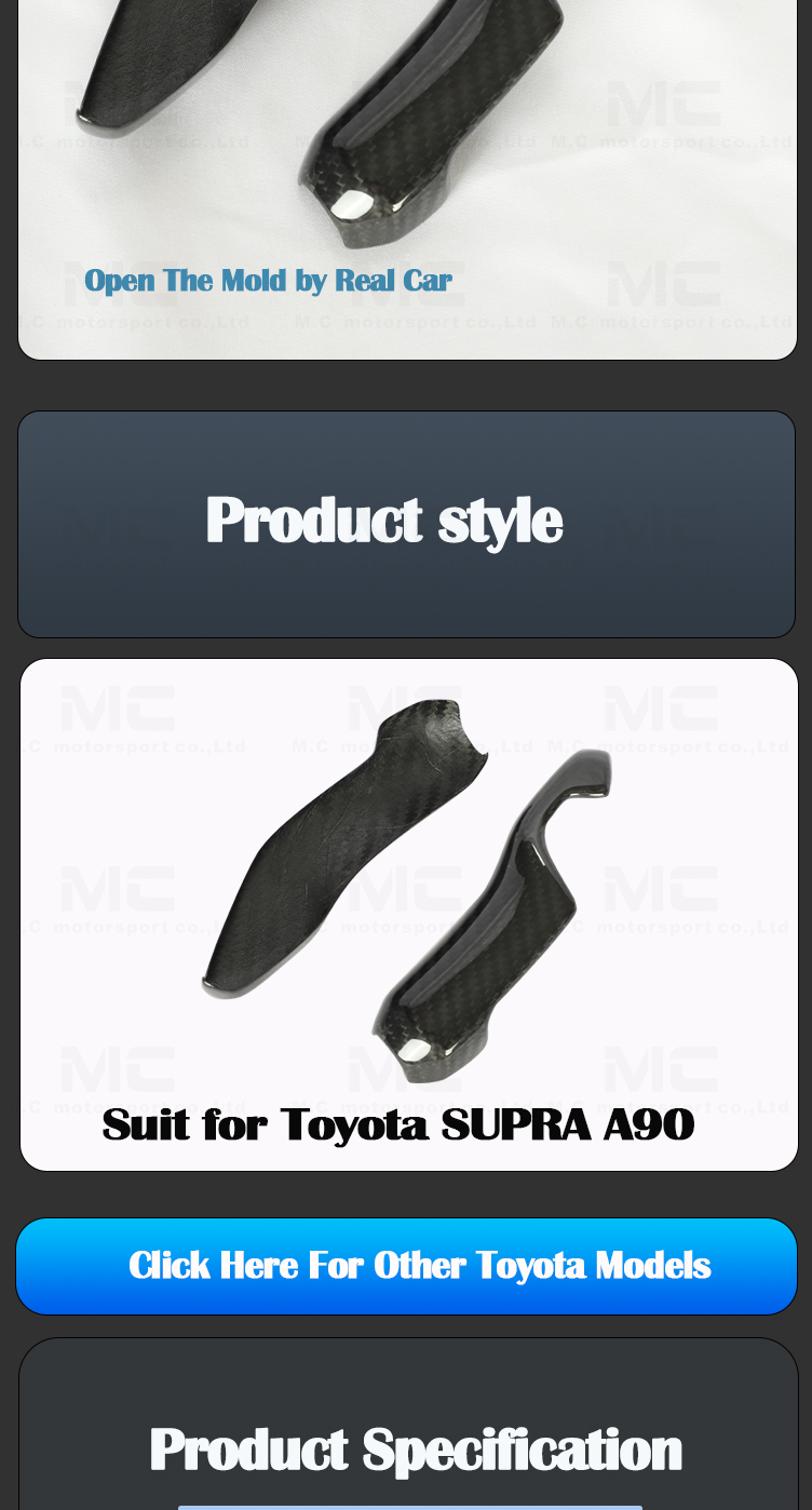 For Toyota Supra A90 Dry Carbon Fiber Gear Shift Knob Cover